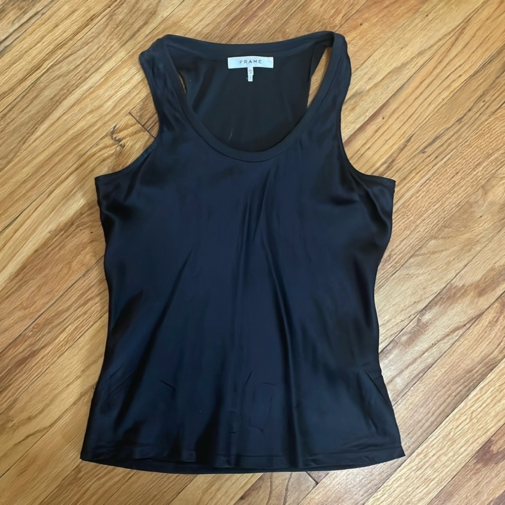 Frame Denim Black Silk Tank